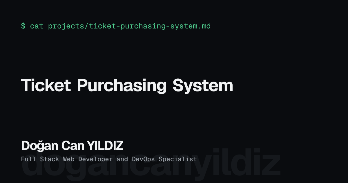 Ticket Purchasing System. Doğan Can YILDIZ, Full Stack Web Developer and DevOps Specialist